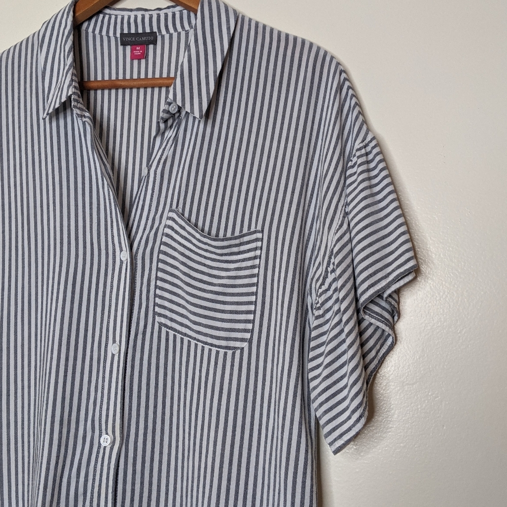 Vince Camuto Button Down Shirt & Ruffled Sleeve - Picture 4 of 7